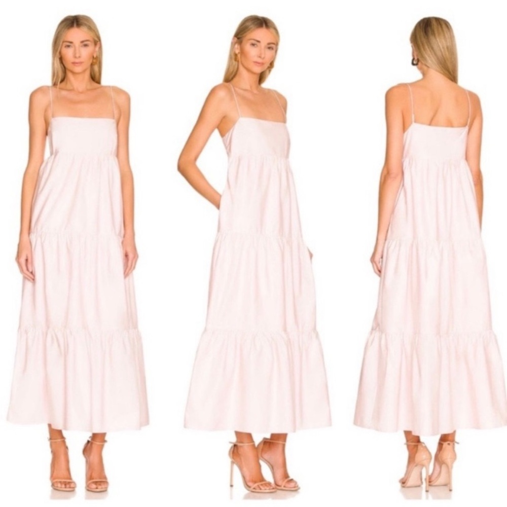 L'Academie Light Pink Spaghetti-Strap Tiered Maxi Dress